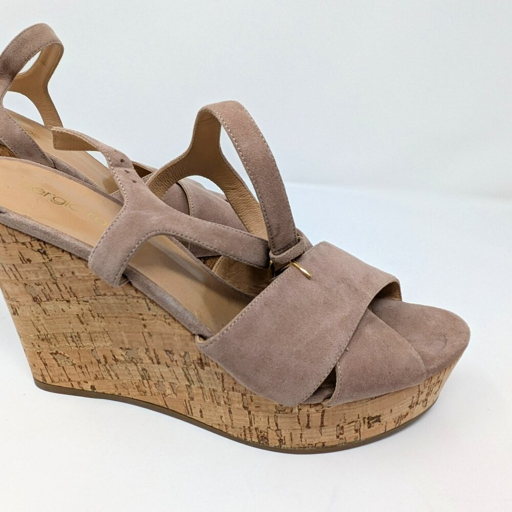 Sergio Rossi Tan Suede Platform Sandal, Size 41